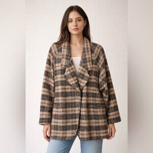 Georges Rech Plaid Virgin Wool Jacket Made in France Oversized